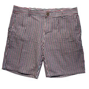USA Shorts Mens 38 Multi Stripe Seersucker Patriotic Nantucket Flag Pocket 4th
